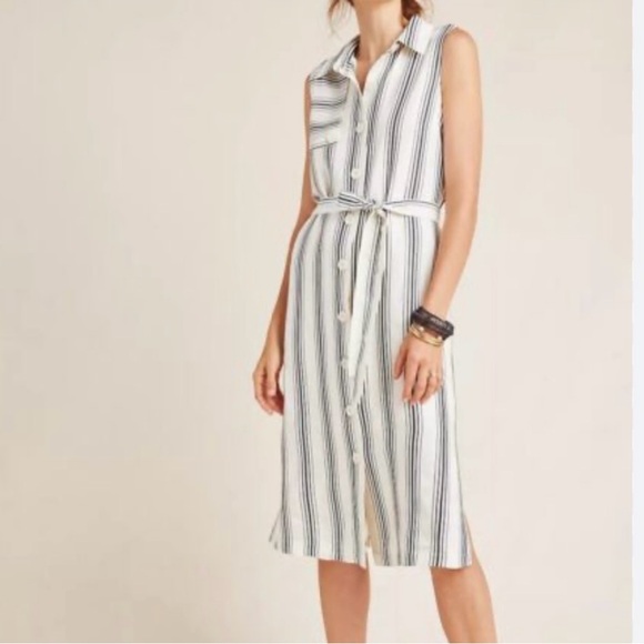 Anthropologie Dresses & Skirts - NWT Maeve by Anthropologie Striped Midi Dress Sleeveless Button down Size 6